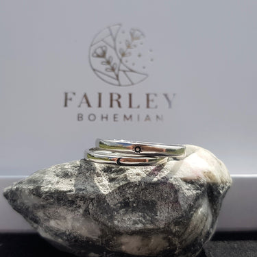 moon and sun adjustable sterling silver rings